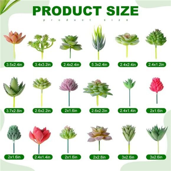 50 Fake Succulent Plants Mini Artificial Cactus Bulk Home Decor DIY Picks Set - Picture 3 of 7